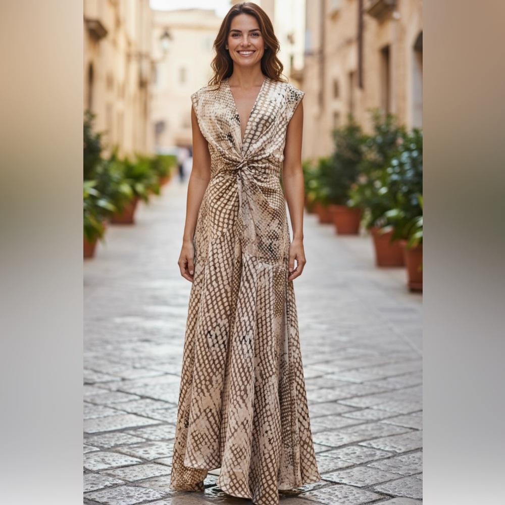 MES Demoiseller Paris Silk Flowy Dido Maxi Dress NWT